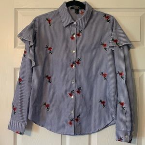 Forever 21 embroidered button down blouse